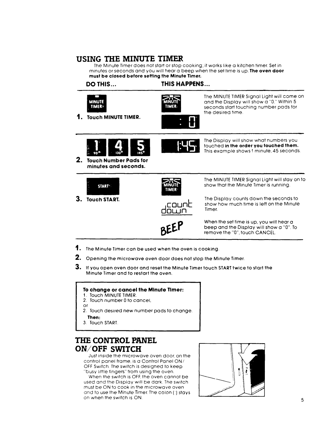 Whirlpool MW8600XL, MW8550XL warranty Using the Minute Timer, Do this 