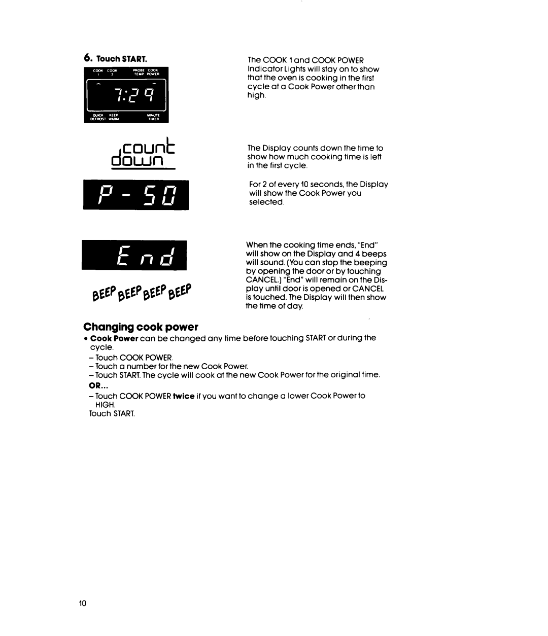 Whirlpool MW8570XR manual Dawn, Changing cook power 