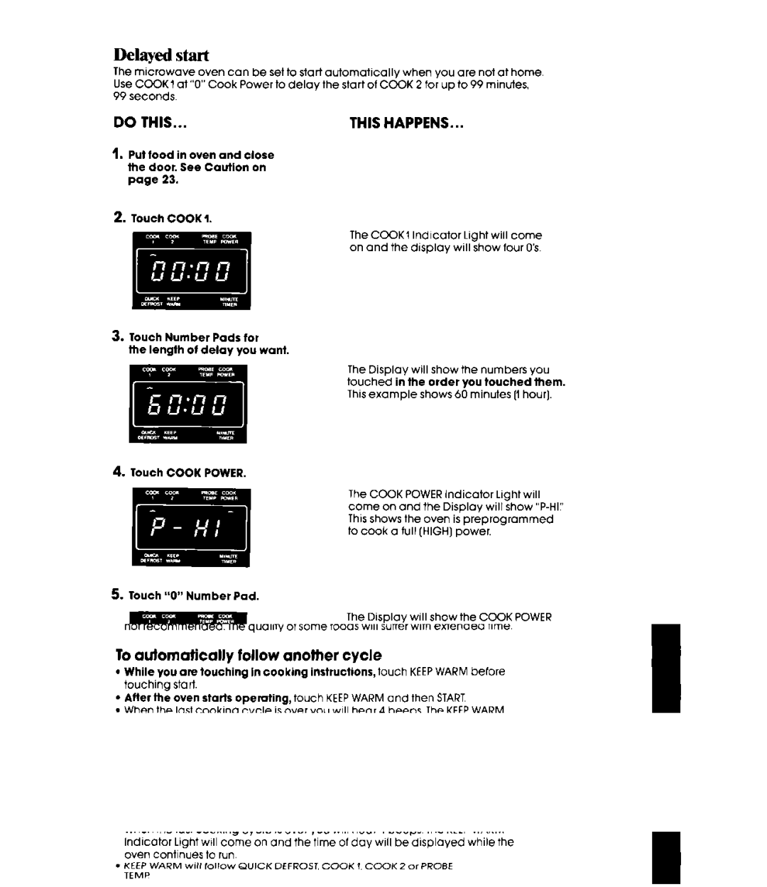 Whirlpool MW8570XR manual Delayed start 