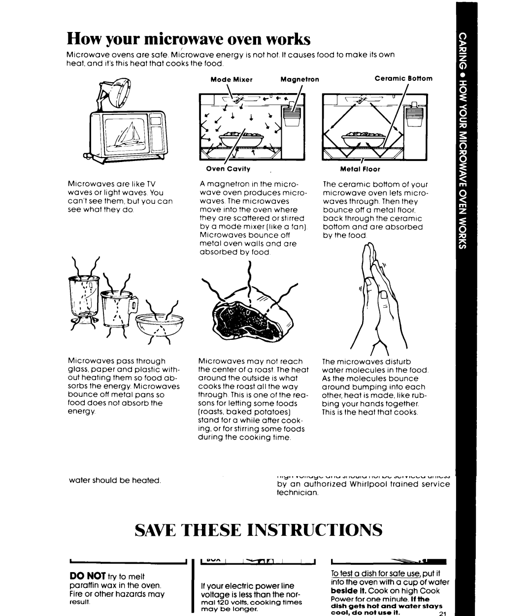 Whirlpool MW8650XR, MW8600XR, MW865EXR manual How your microwave oven works 