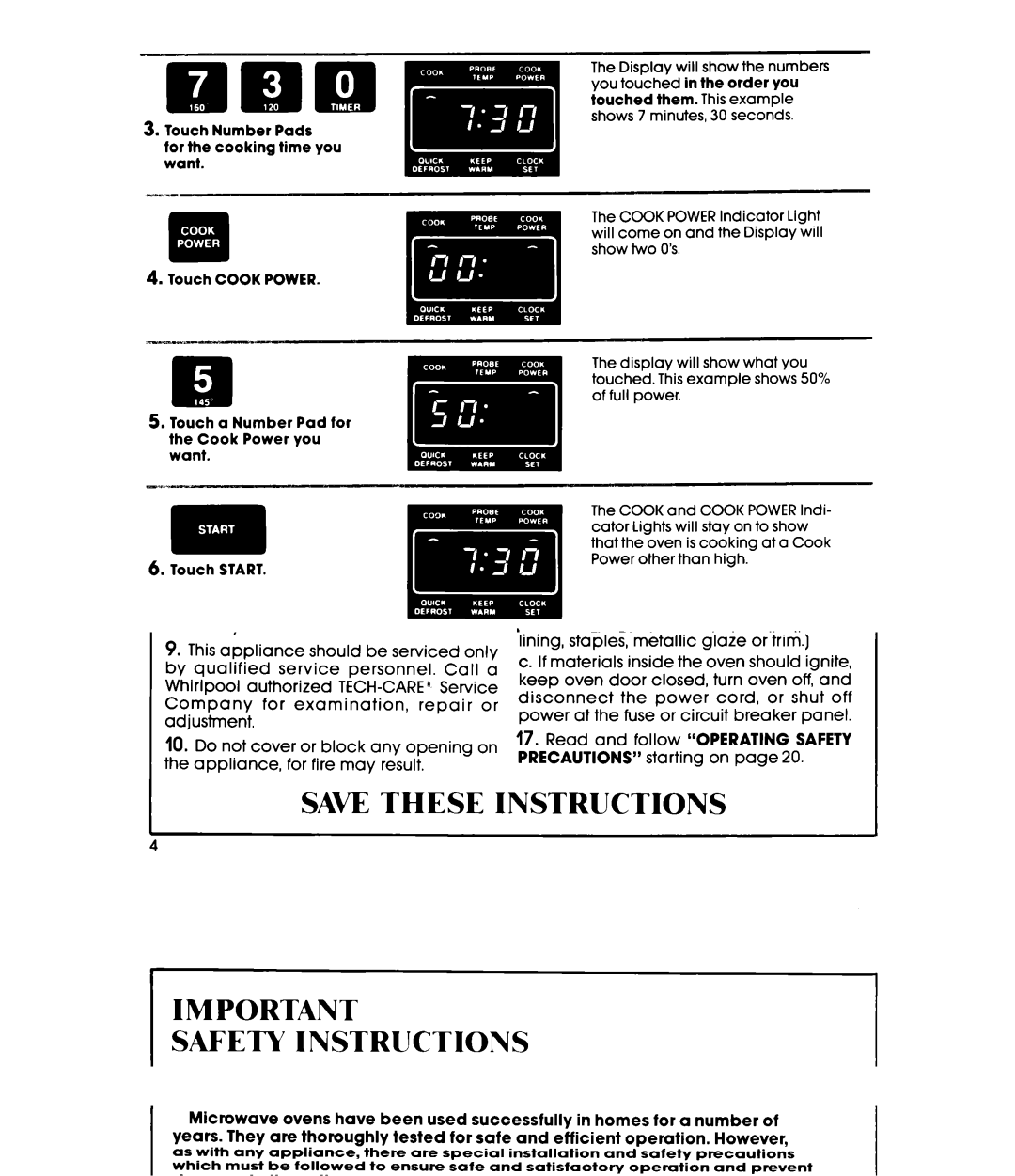 Whirlpool MW865EXR, MW8600XR, MW8650XR manual Count down, Changing cook powers 