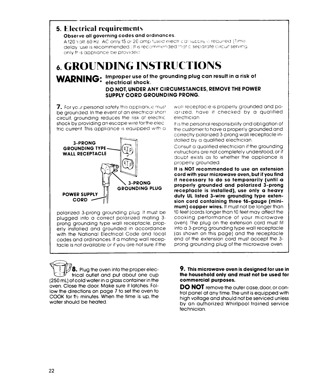 Whirlpool MW8600XS manual Instructions 