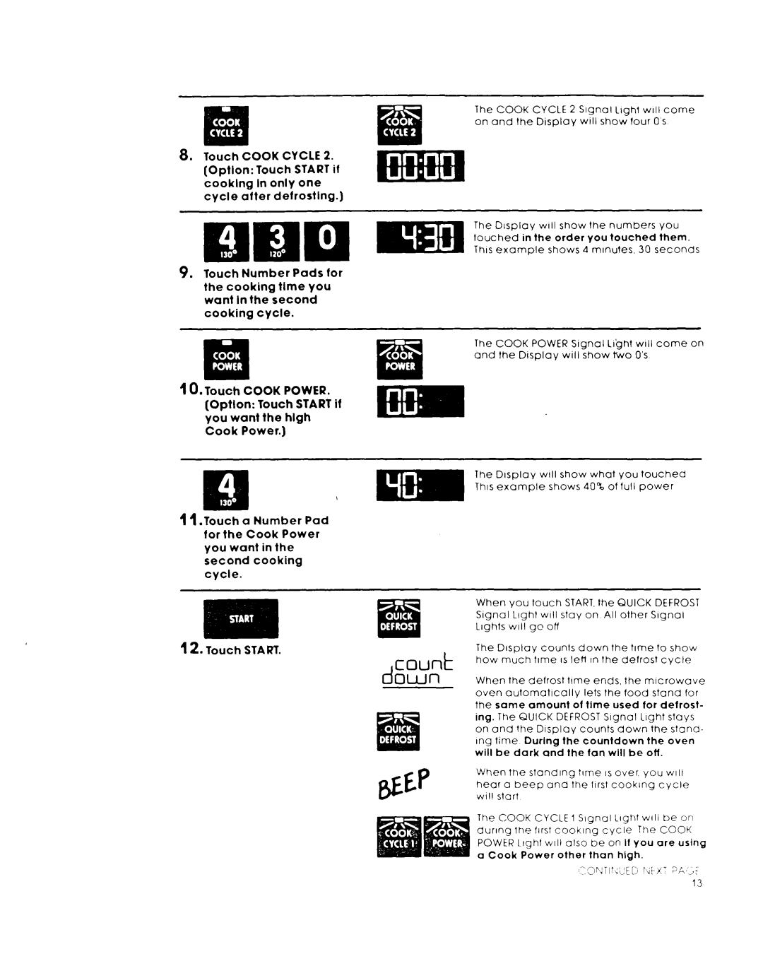 Whirlpool MW8650XL warranty Count down 