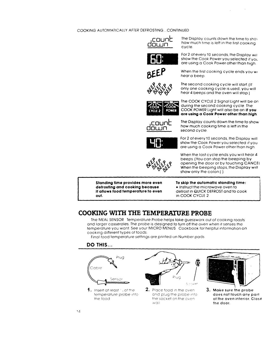 Whirlpool MW8650XL warranty Cooking Automatically After Defrosting, Meal, Micro Menus 