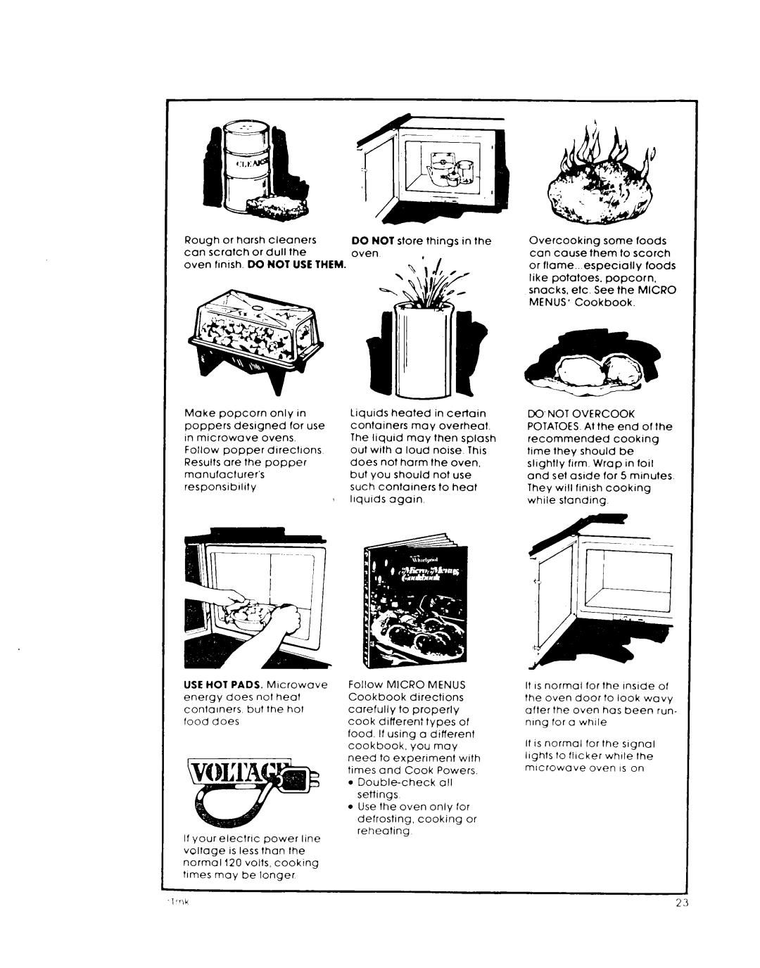 Whirlpool MW8650XL warranty Not USE Them, USE HOT Pads 