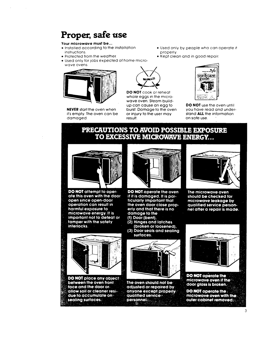 Whirlpool MW8650XL warranty Proper, safe use, All 