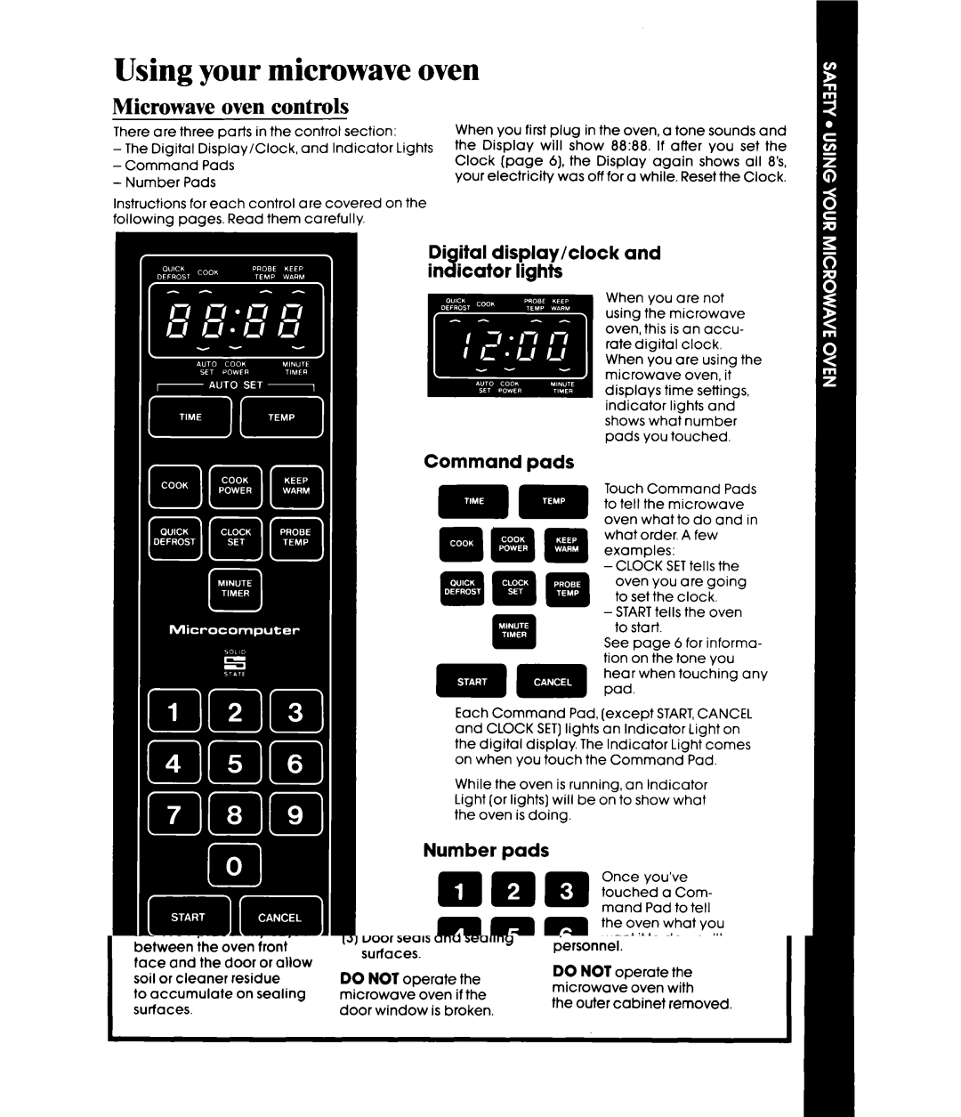 Whirlpool MW8650XS manual Using your microwave oven, Microwave oven controls, Digital displav/clock and indicator iighfs 