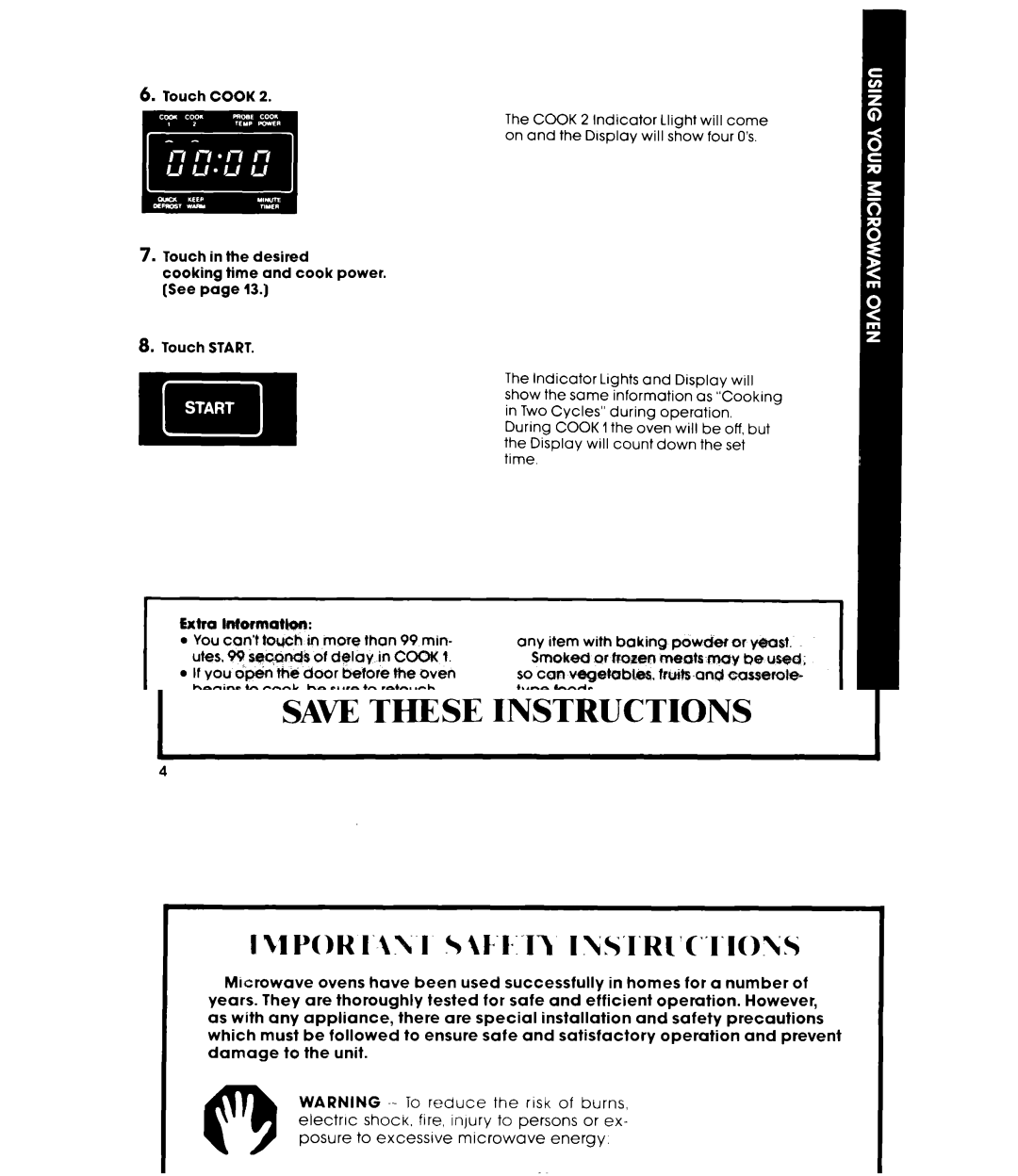 Whirlpool MW8700XR manual Start 