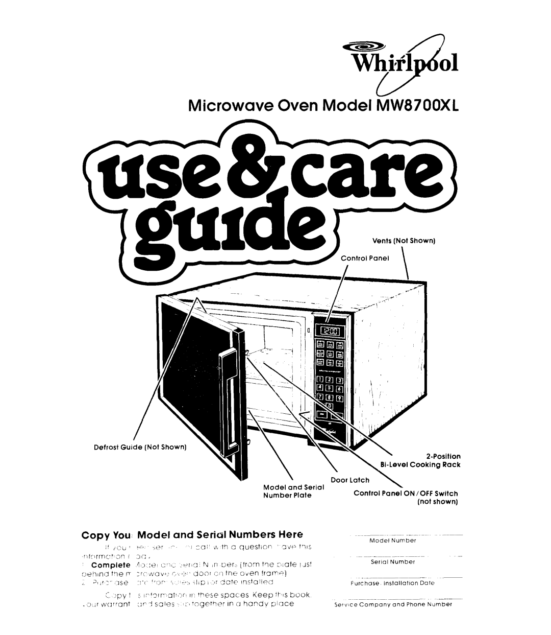 Whirlpool manual Microwave Oven Model MW87OOXL 