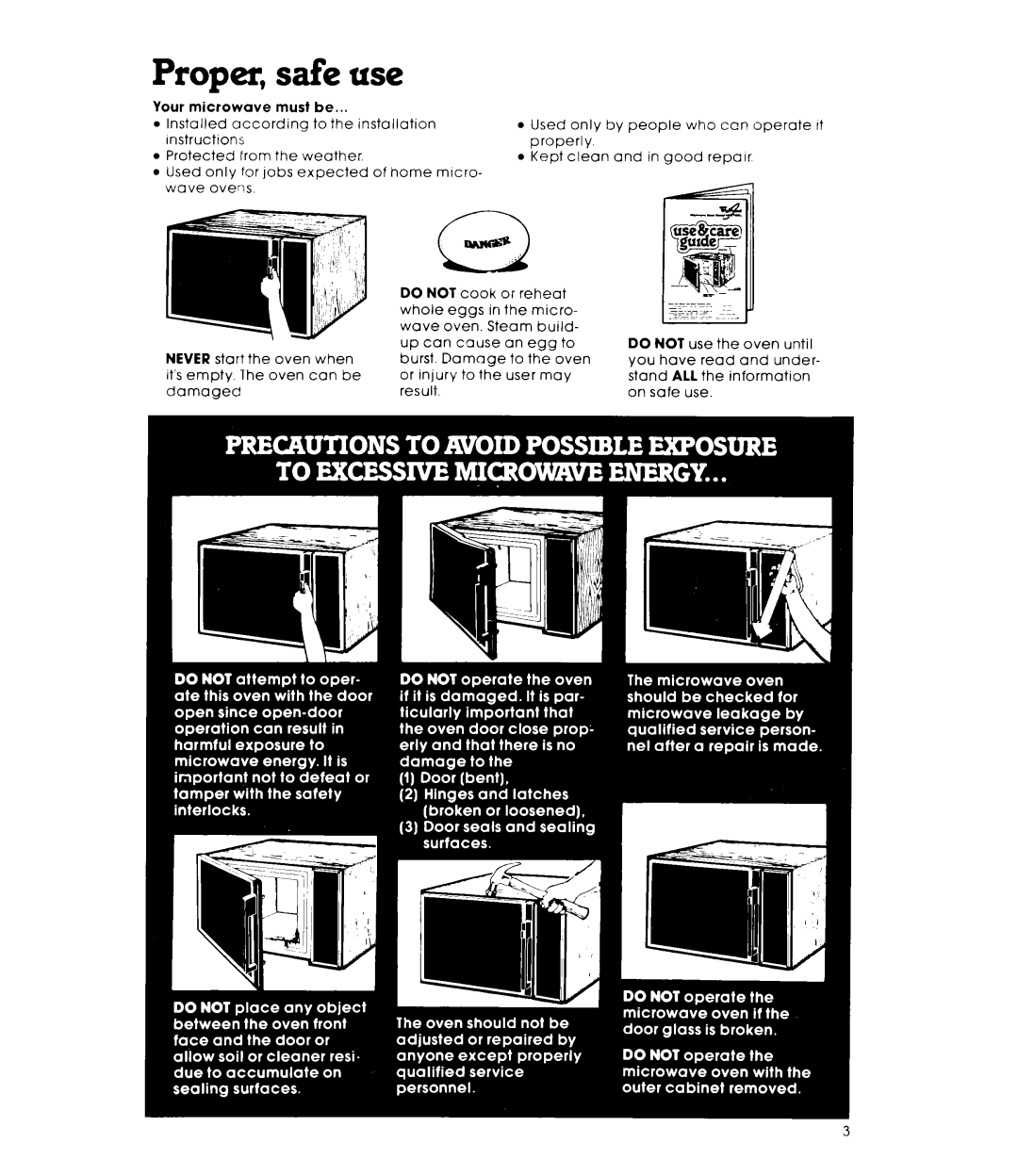 Whirlpool MW87OOXL manual Proper, safe use 