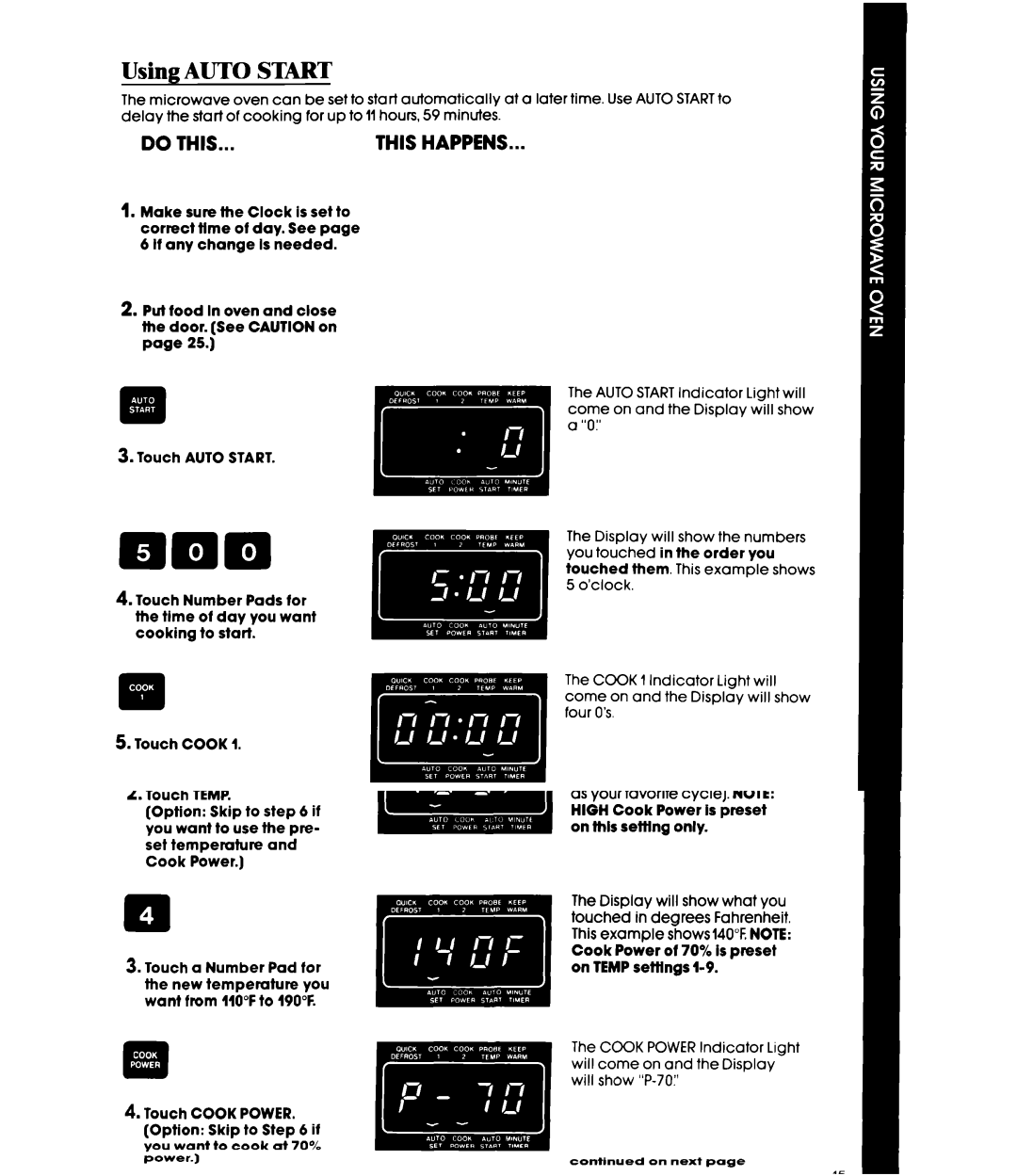 Whirlpool MW87OOXS manual Using Auto Start, Put food In oven and close the door. See Caution on 