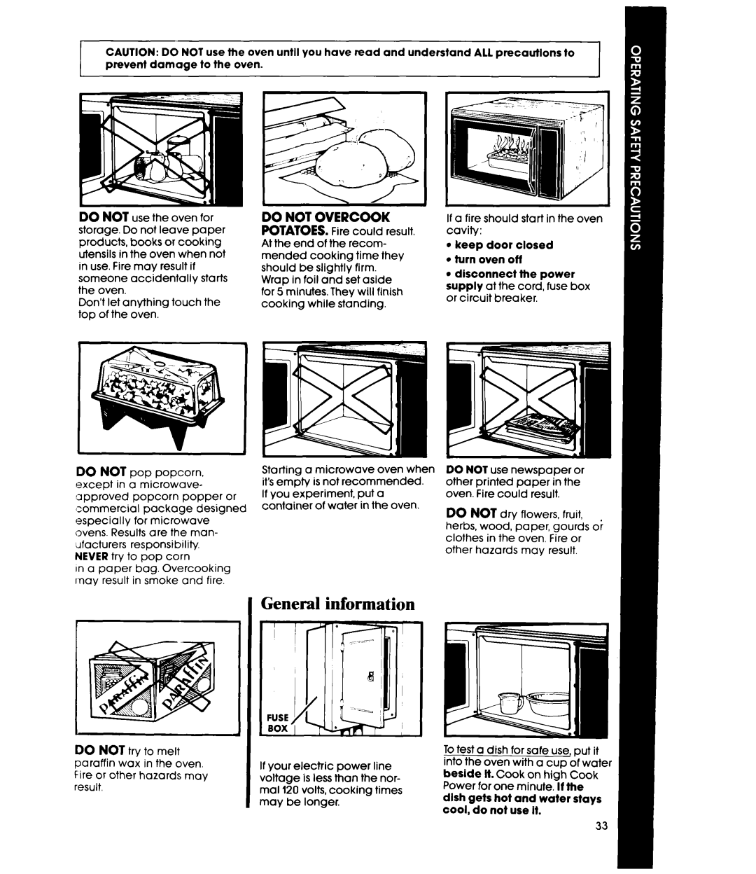 Whirlpool MW87OOXS manual General information, Keep door closed l turn oven off, Cool, do not use it 