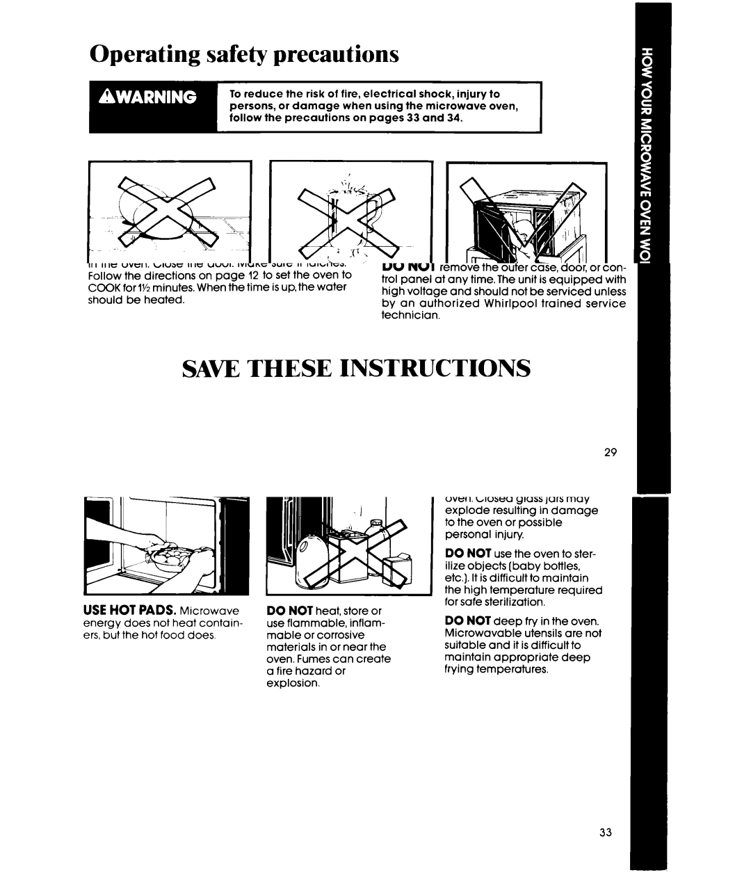 Whirlpool MW8901XS, MW8900XS manual Operating safety precautions, Never Cook or Reheat a Whole EGG 