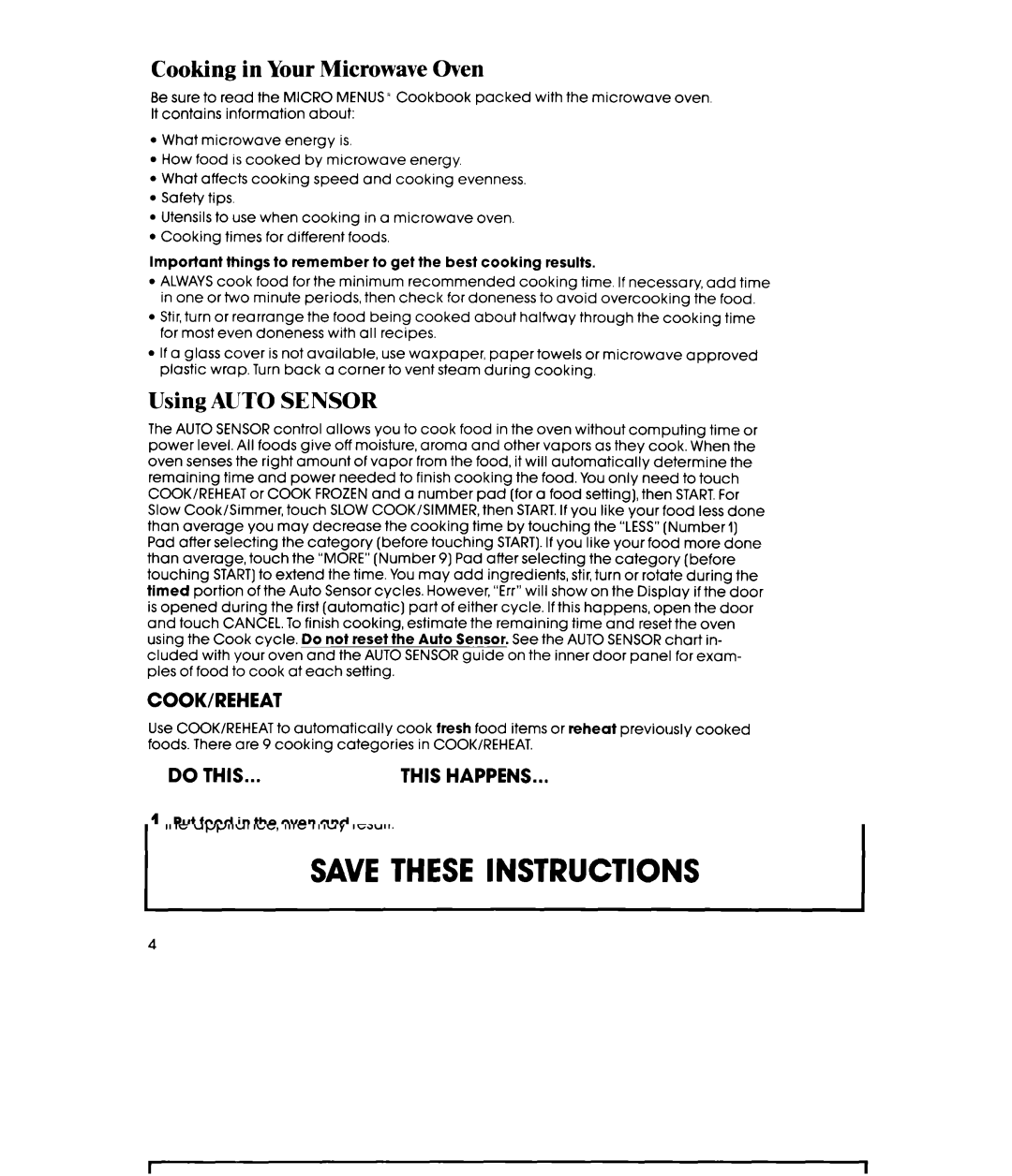 Whirlpool MW8900XS, MW8901XS manual Cooking in Your Microwave Oven, Using Auto Sensor 