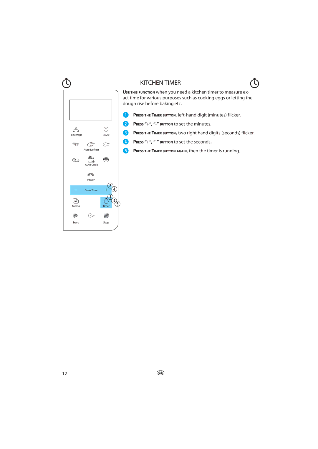 Whirlpool MWD 207 manual Kitchen Timer 