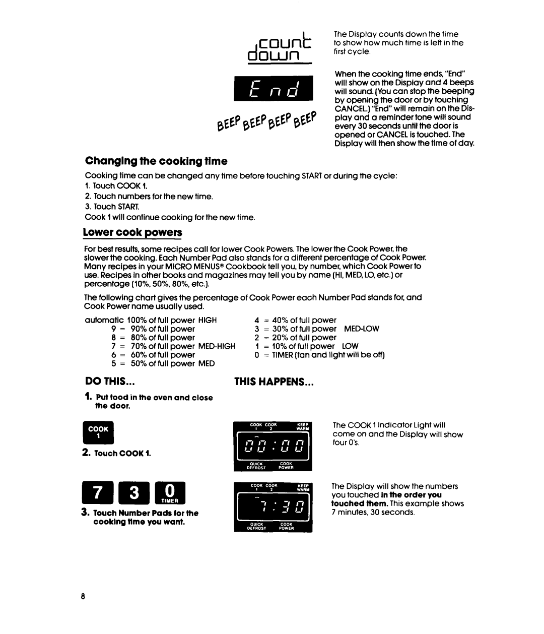 Whirlpool MWl500XS, MWl501XS manual Dcjwi-I, Changing the cooking tlme, Lower cook powers 