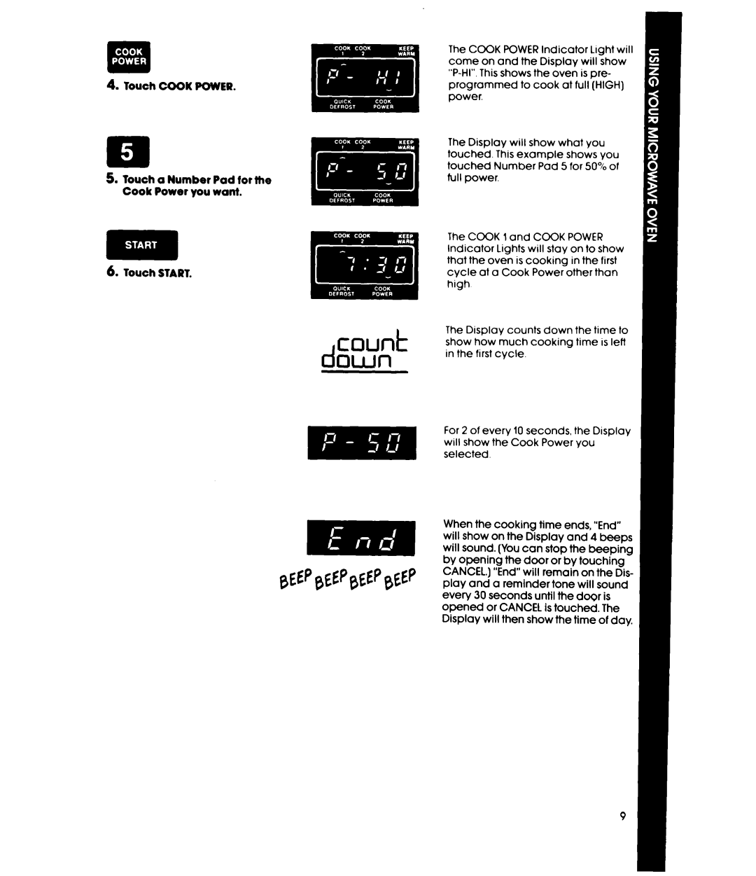 Whirlpool MWl501XS, MWl500XS manual Count down 