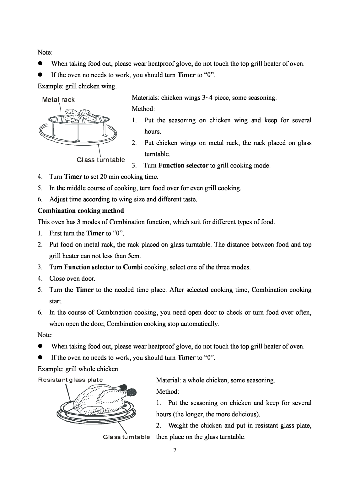 Whirlpool MWO 605 manual Combination cooking method, Gl ass turn table 