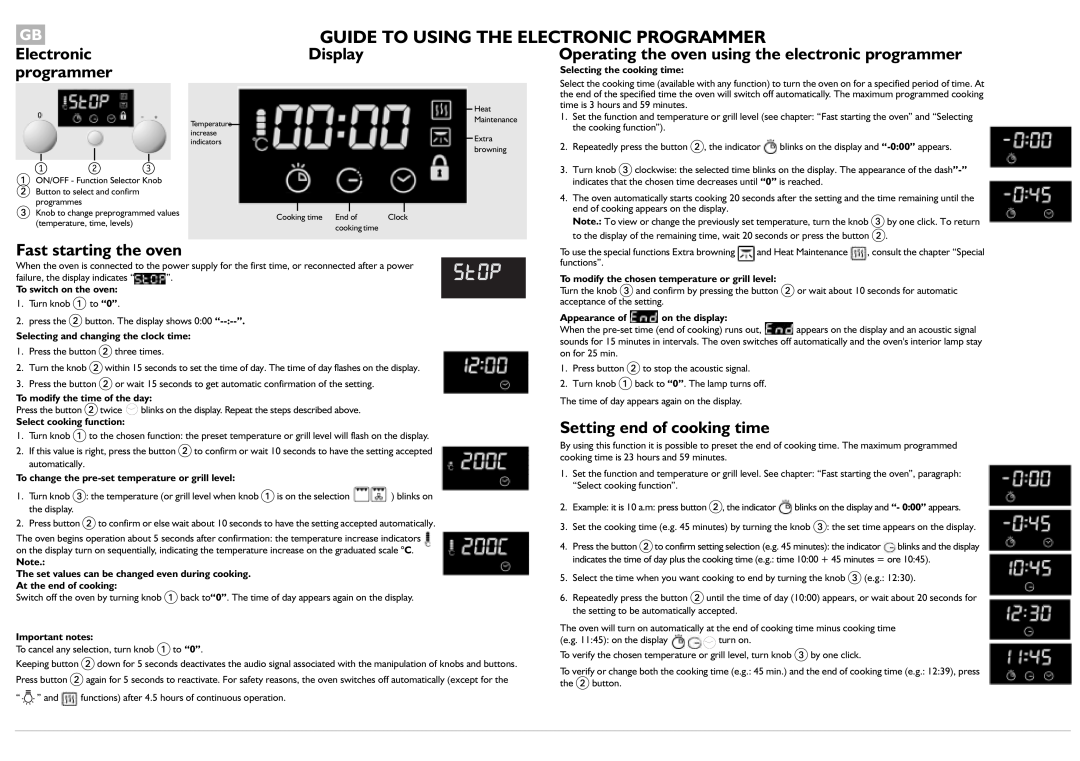 Whirlpool N/A instruction manual Guide To Using The Electronic Programmer, Display, programmer, Setting end of cooking time 