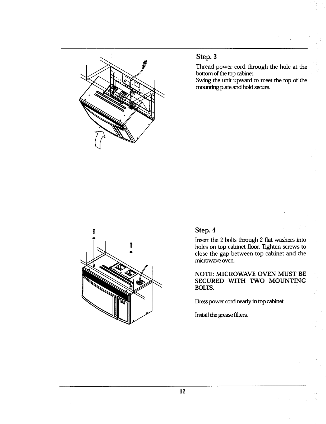 Whirlpool Ni-l30 manual Secured with TWO Mounting Bolts 