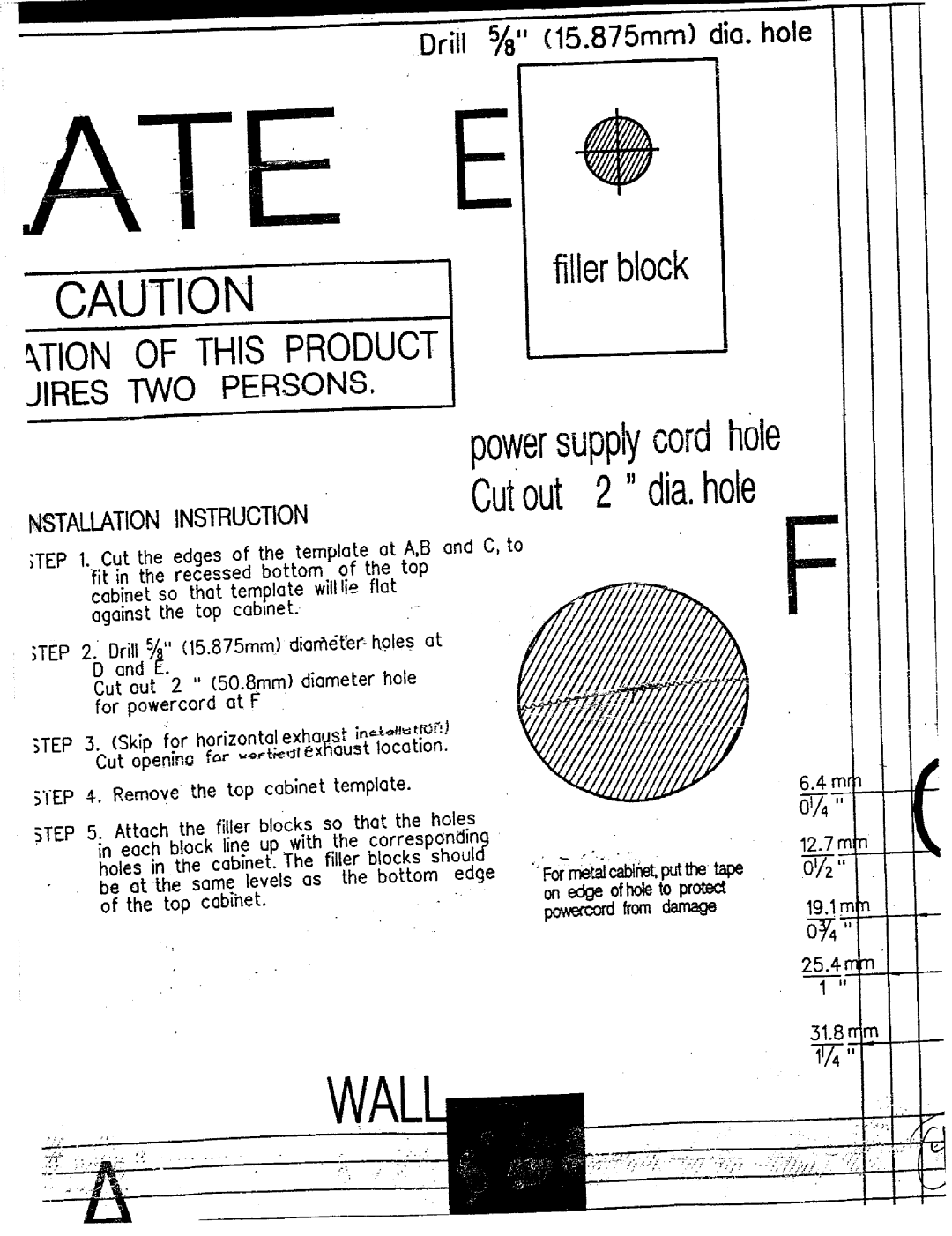 Whirlpool Ni-l30 manual Ate E, Cutout 2 50.8ramdiametholer 