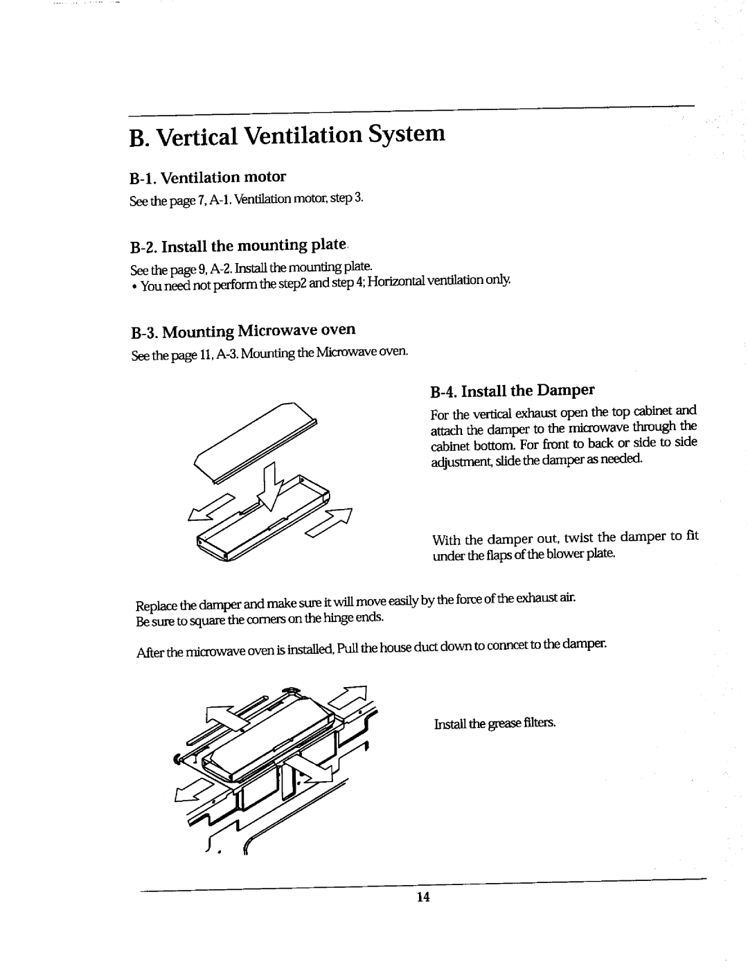 Whirlpool Ni-l30 manual B. Vertical Ventilation System 