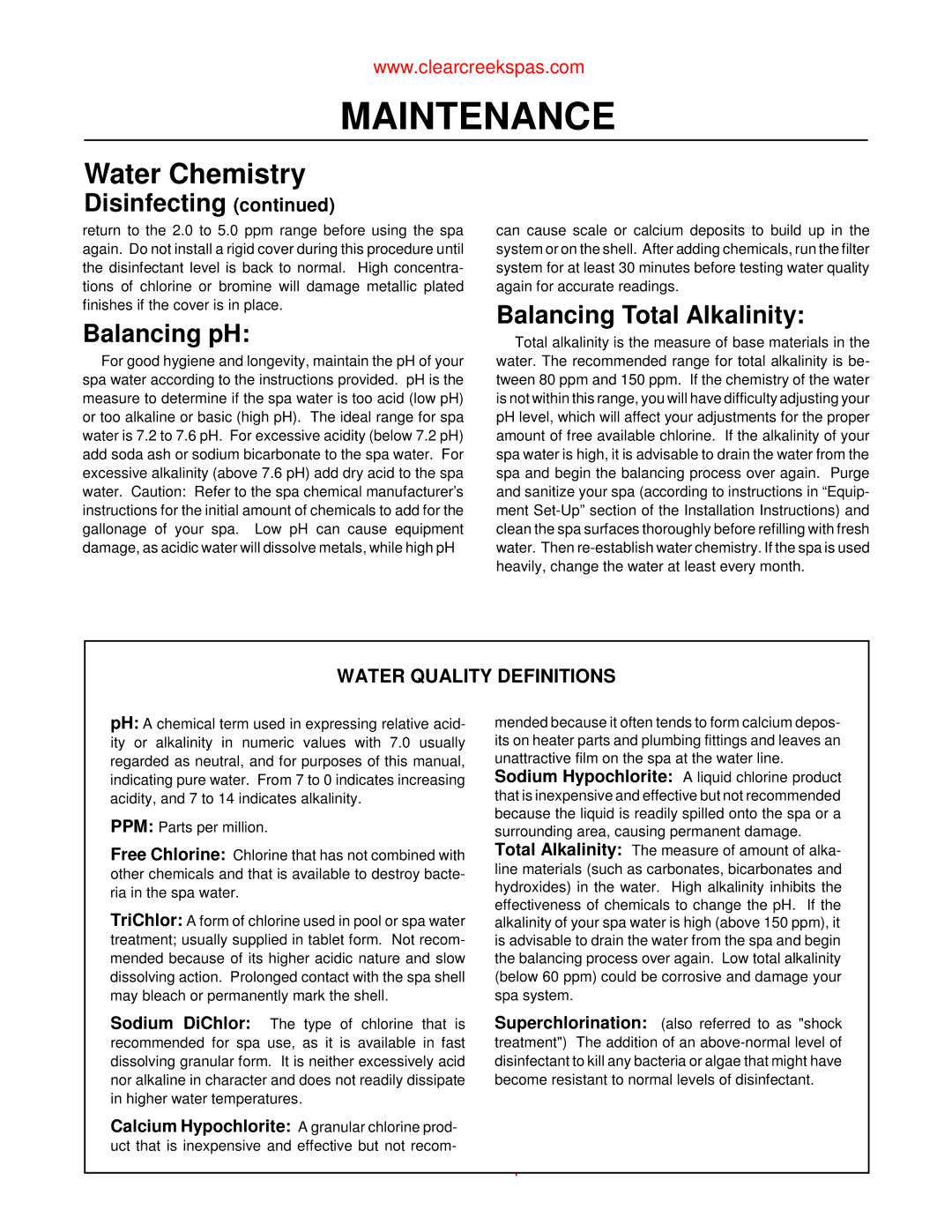 Whirlpool oortable spa owner manual Balancing pH, Balancing Total Alkalinity 