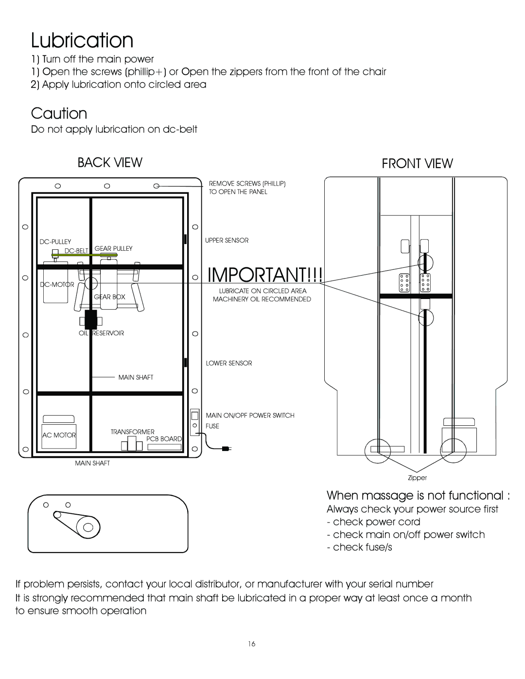 Whirlpool Petra Collection owner manual Lubrication 