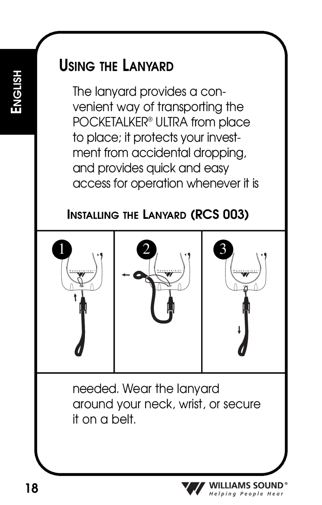 Whirlpool PKT D1 manual Using the Lanyard 