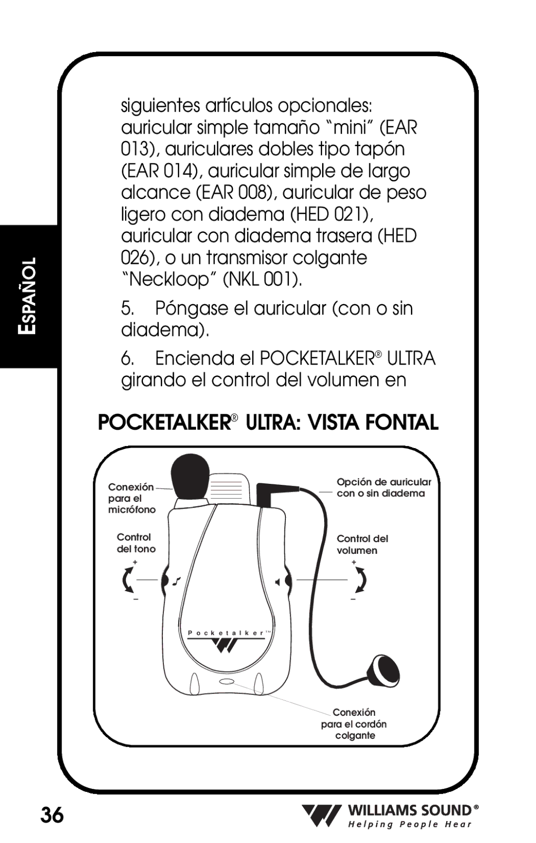 Whirlpool PKT D1 manual Pocketalker Ultra Vista Fontal 