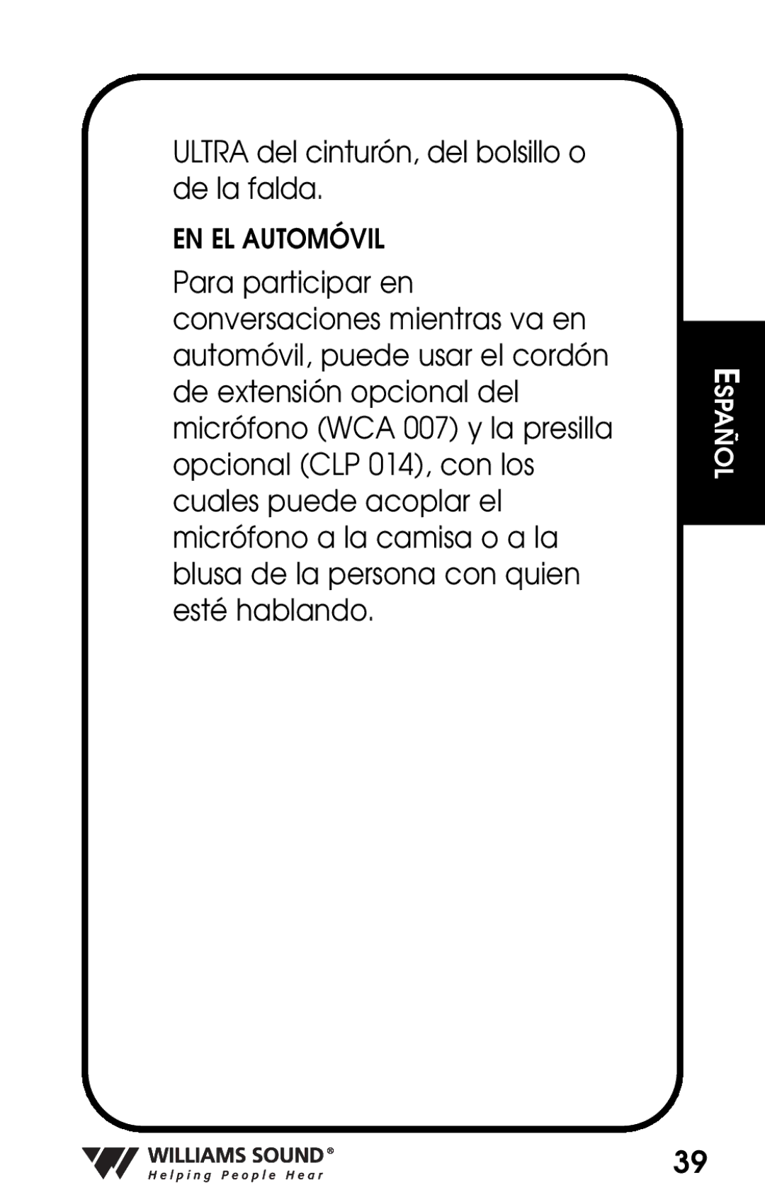 Whirlpool PKT D1 manual Ultra del cinturón, del bolsillo o de la falda 