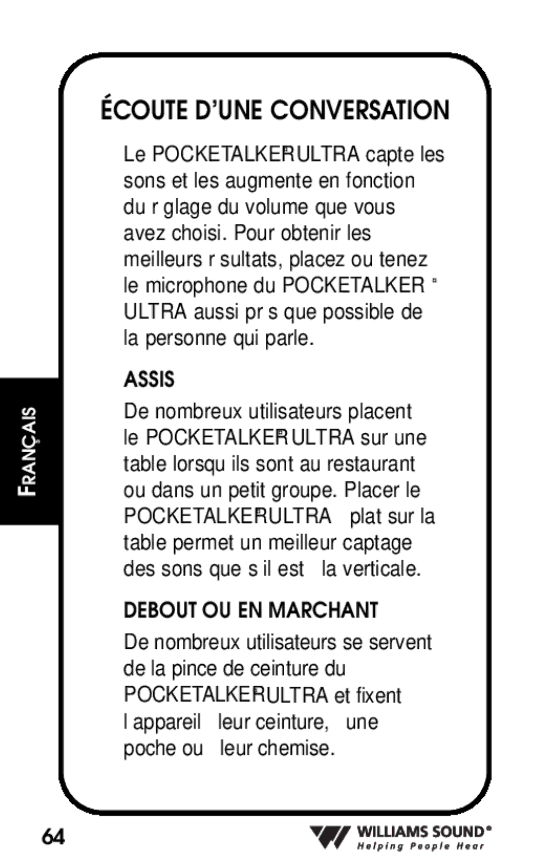 Whirlpool PKT D1 manual Assis, Debout OU EN Marchant 