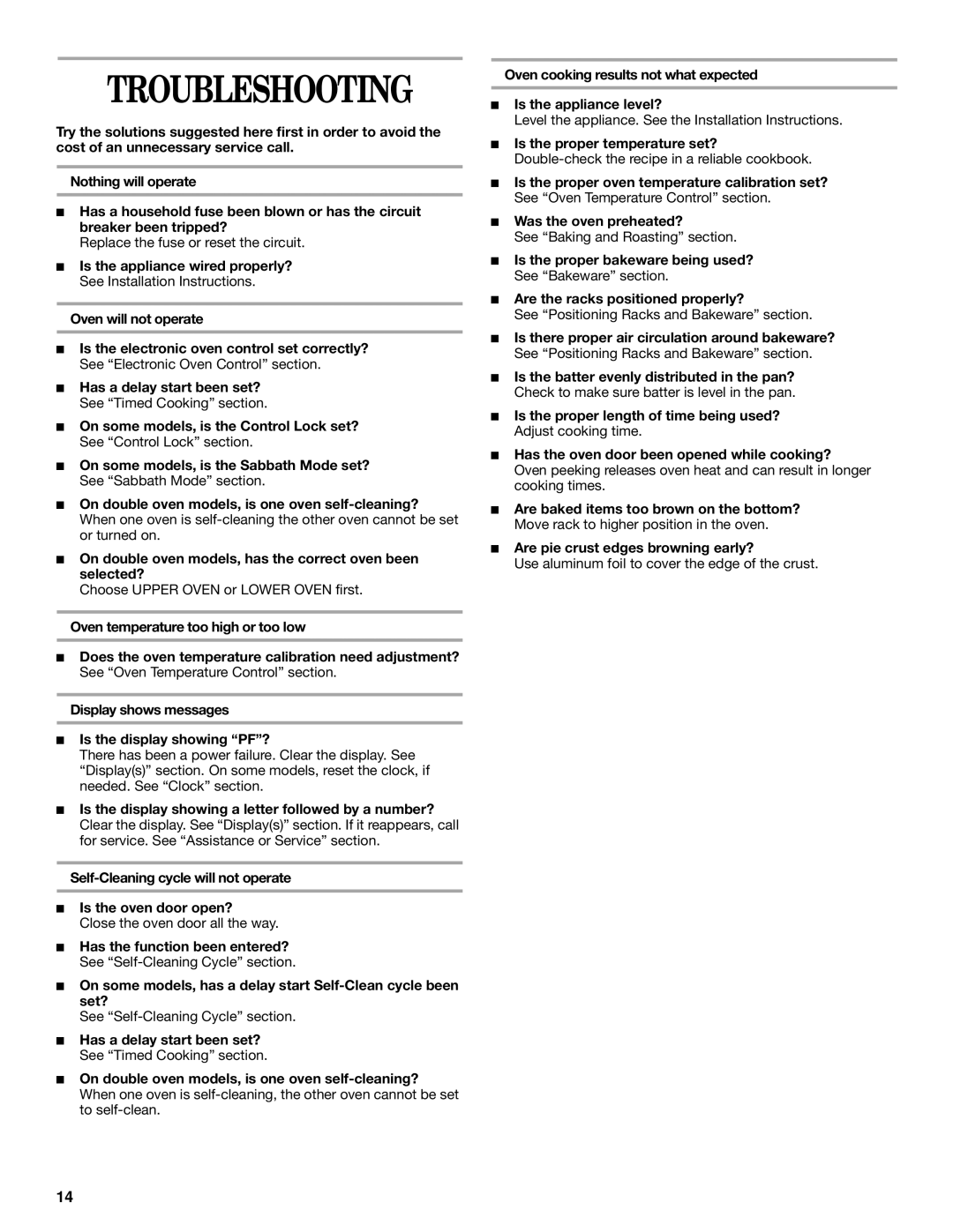 Whirlpool R4BS245 manual Troubleshooting 