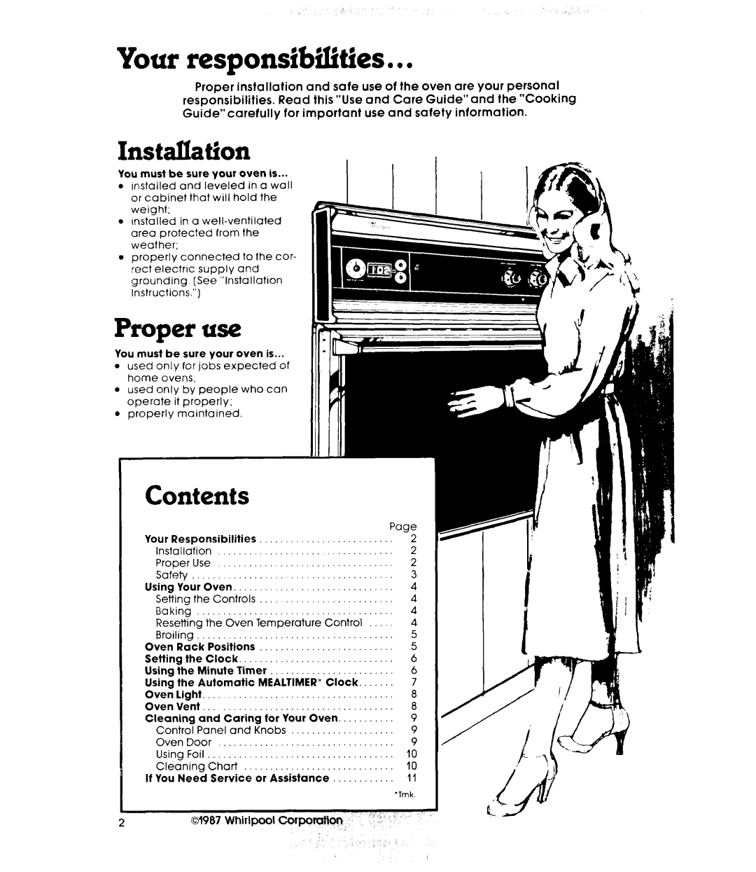 Whirlpool R8700PXS warranty Your responsibilities. l l, Installation 