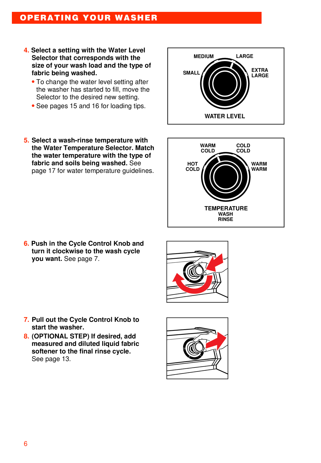 Whirlpool RAB3121EW0 warranty Operating Your Washer 