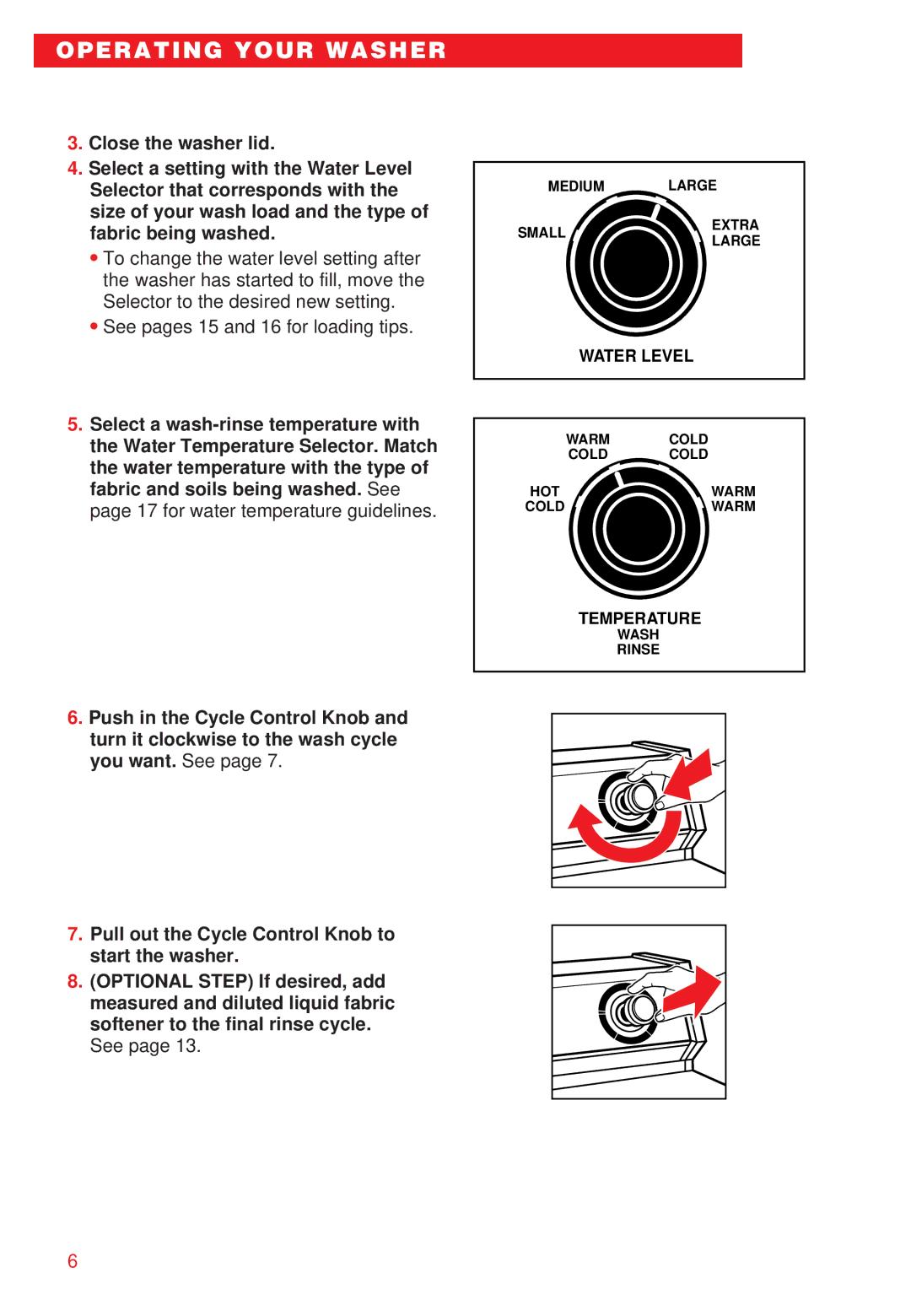 Whirlpool RAB3132EW0 warranty Operating Your Washer 