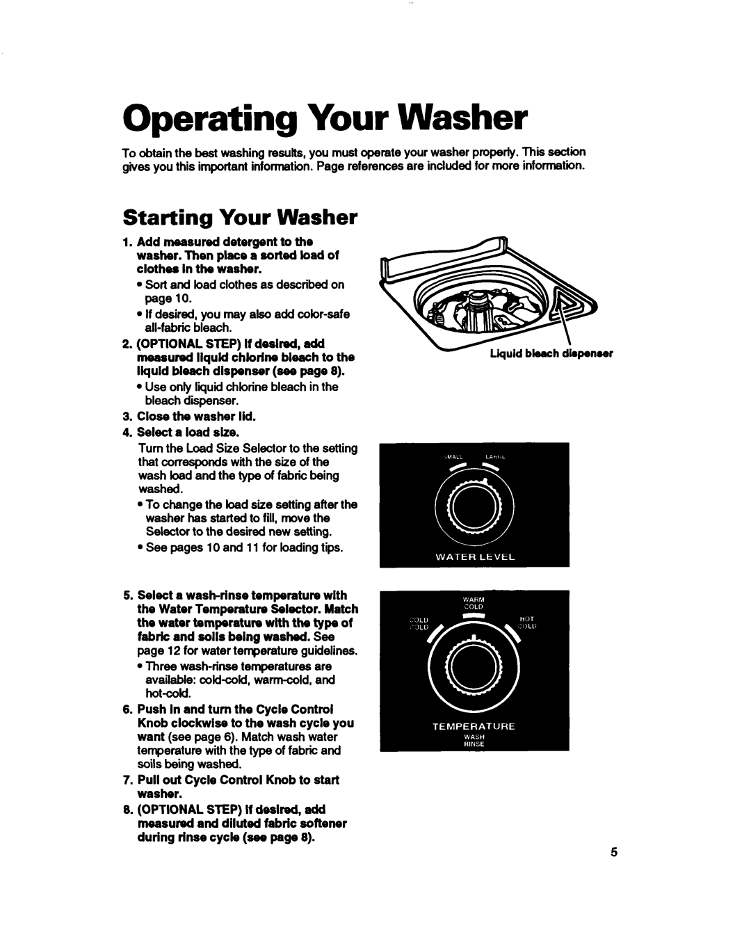 Whirlpool RAB4232DL0 warranty Operating Your Washer, Starting Your Washer 