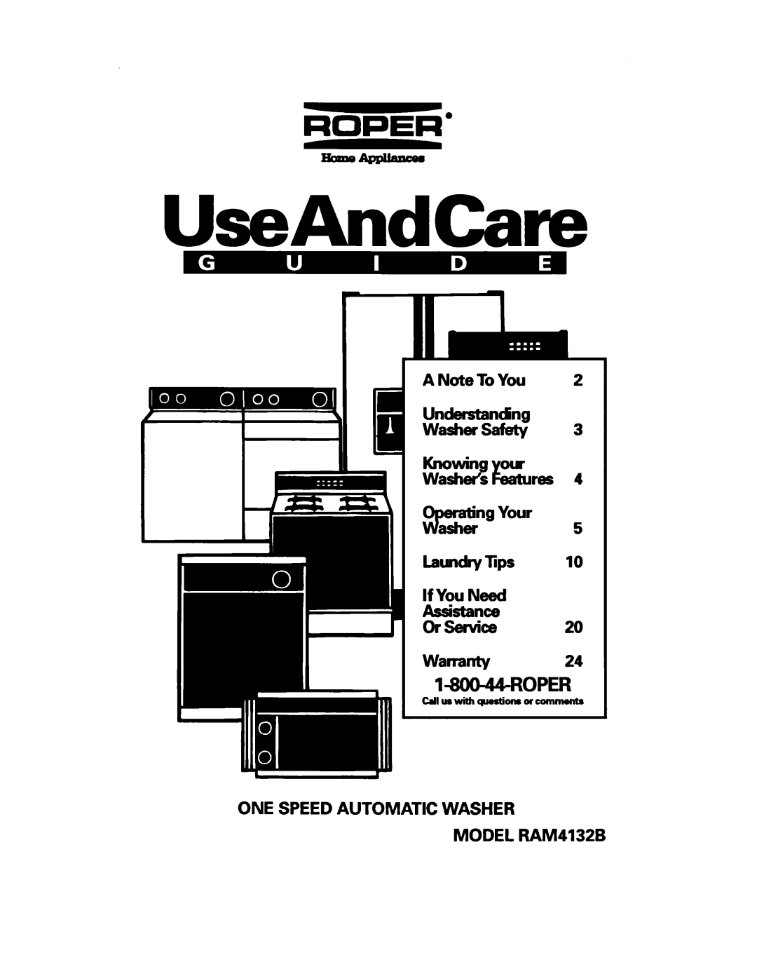 Whirlpool RAM4132B warranty UseAndCare 