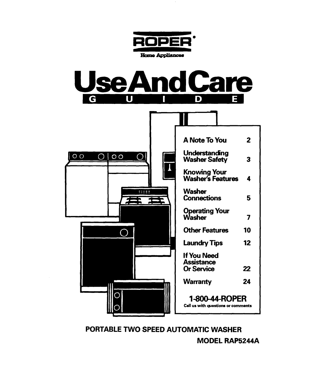 Whirlpool RAP5244A warranty UseAndCam 