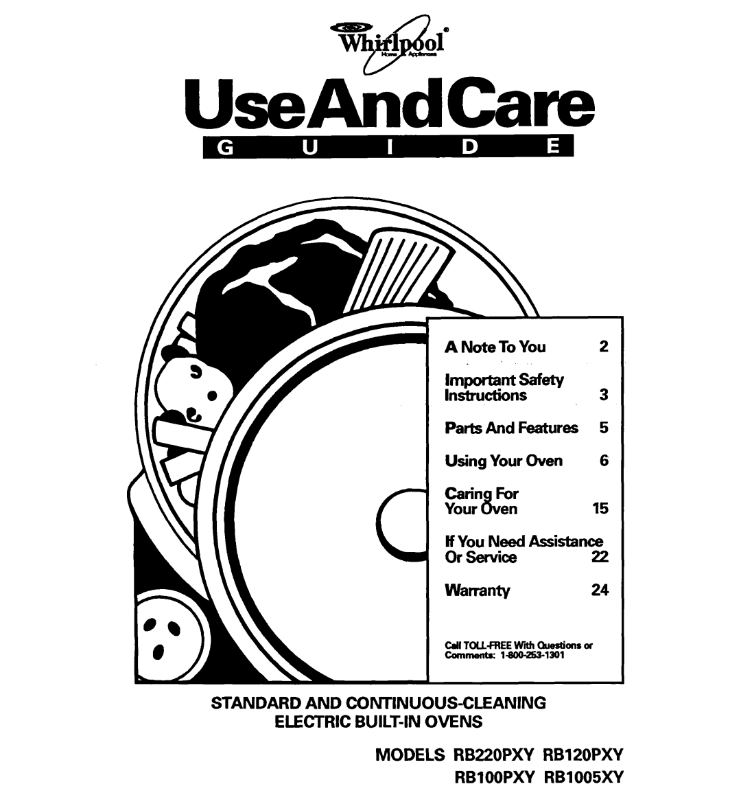 Whirlpool RB1005XY, RBl OOPXY warranty Models RB220PXY RB120PXY 