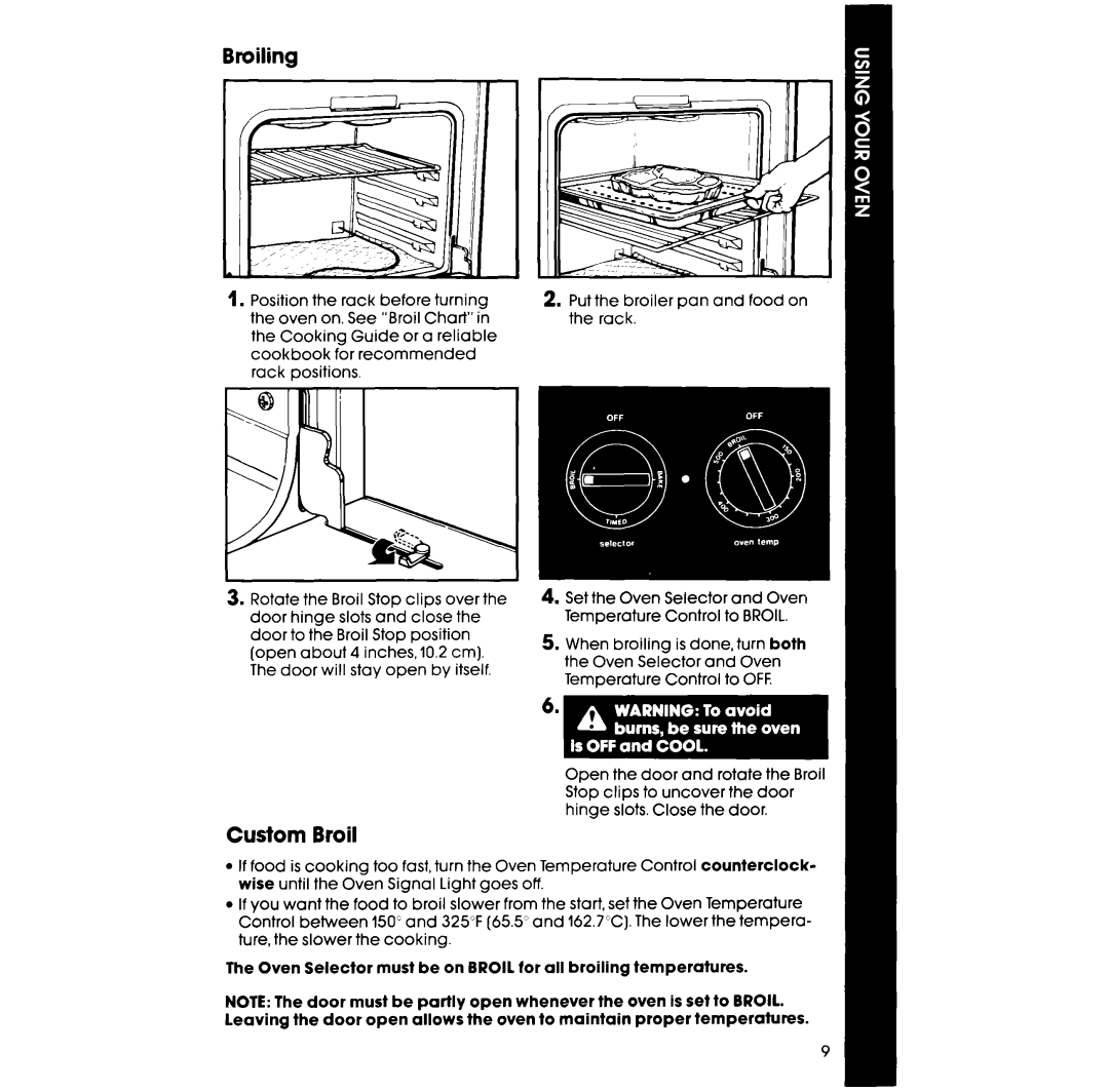 Whirlpool RB120PXV, RB1200XV manual Broiling, Custom Broil 