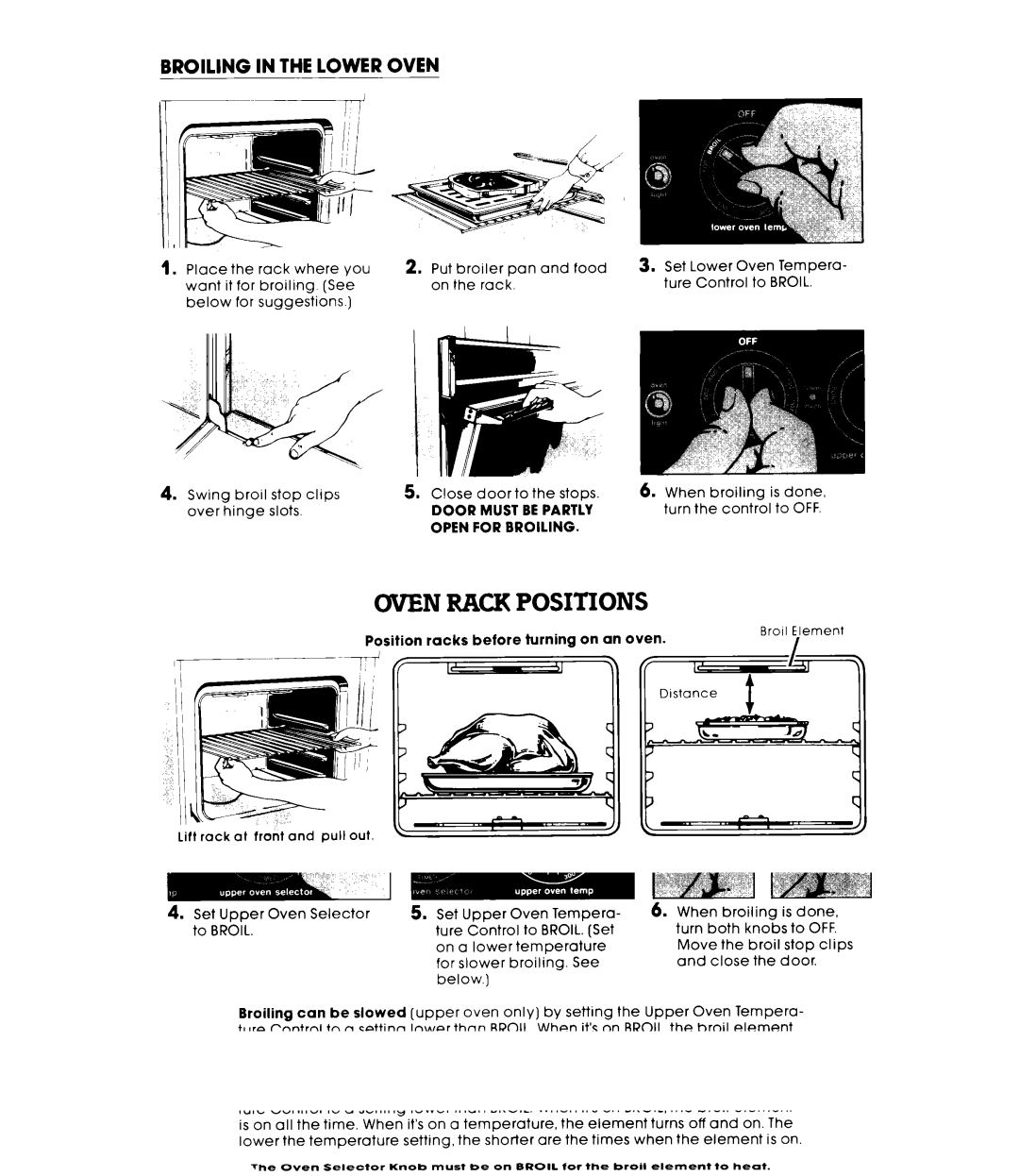 Whirlpool RB130PXK, RB1300XK warranty Oven Rack Positions, Broiling in the Lower Oven, Baking or Roasting 