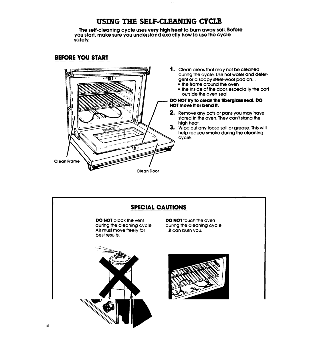 Whirlpool RB16OPXL warranty Using the SELF-CLEANING Cycle, Beforeyou Start, Special Cautions 