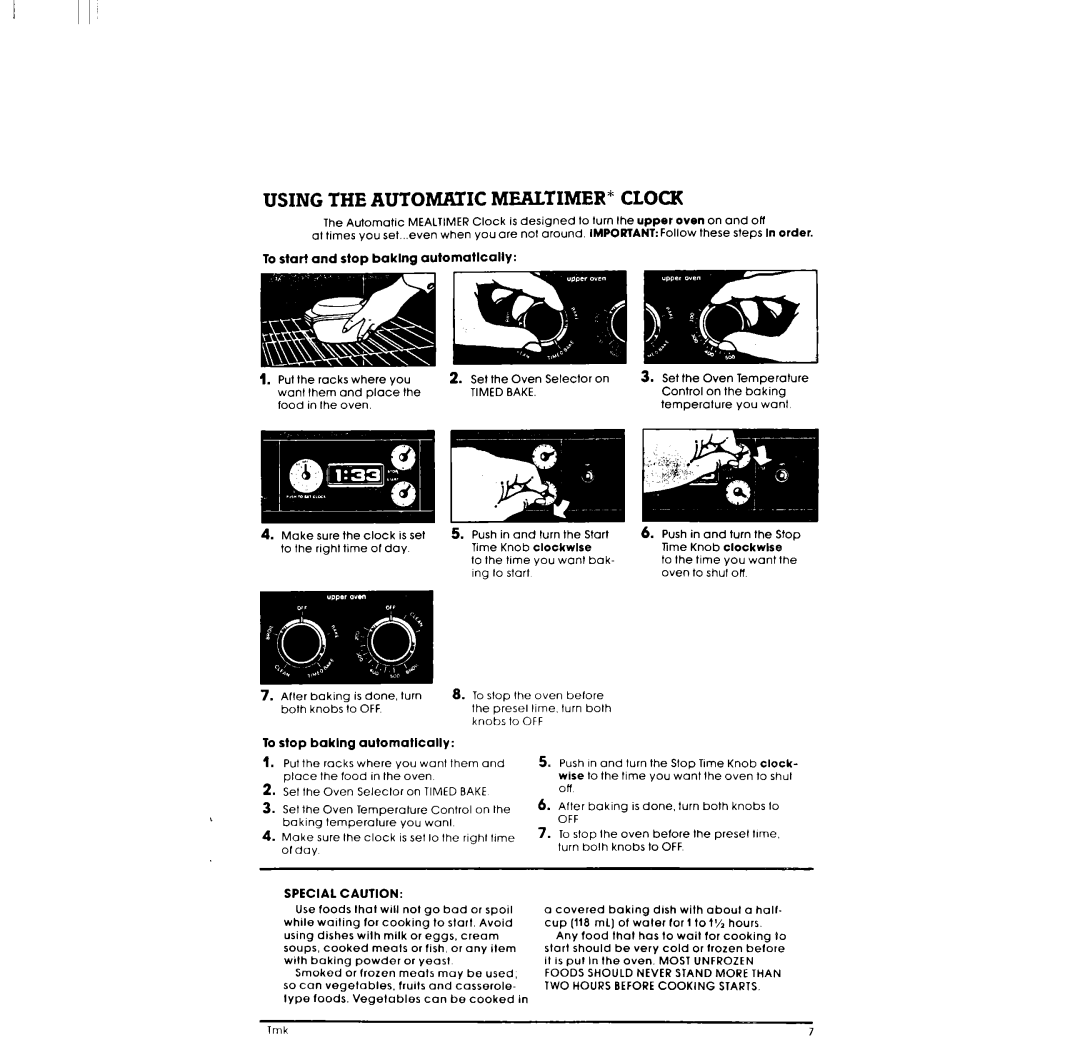 Whirlpool RB170PXL warranty Ii’, Using the Automatic MEALTIMER* Clock 