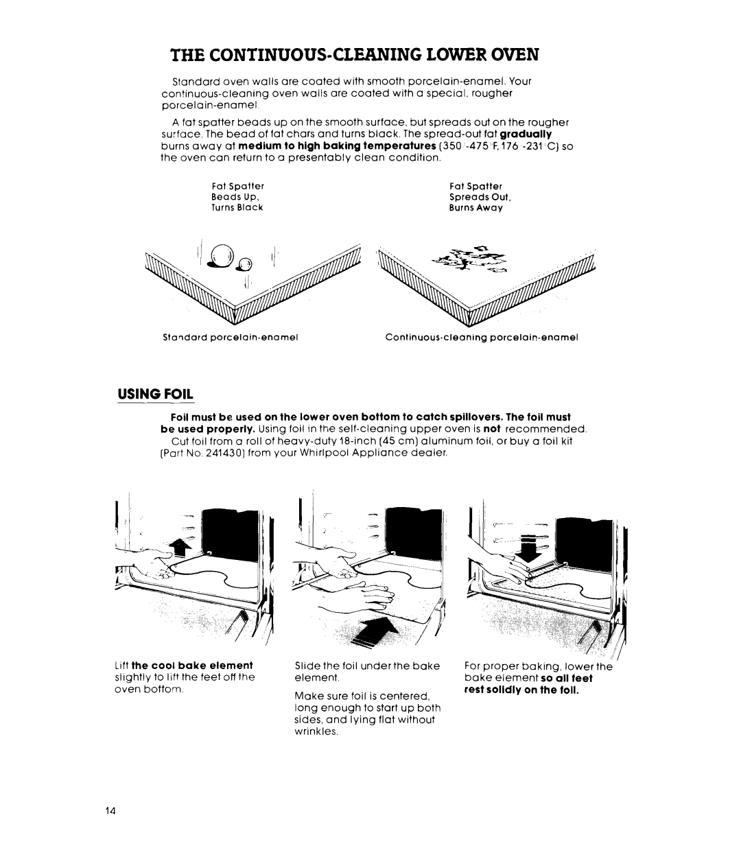 Whirlpool RB17UPXL warranty Using Foil 