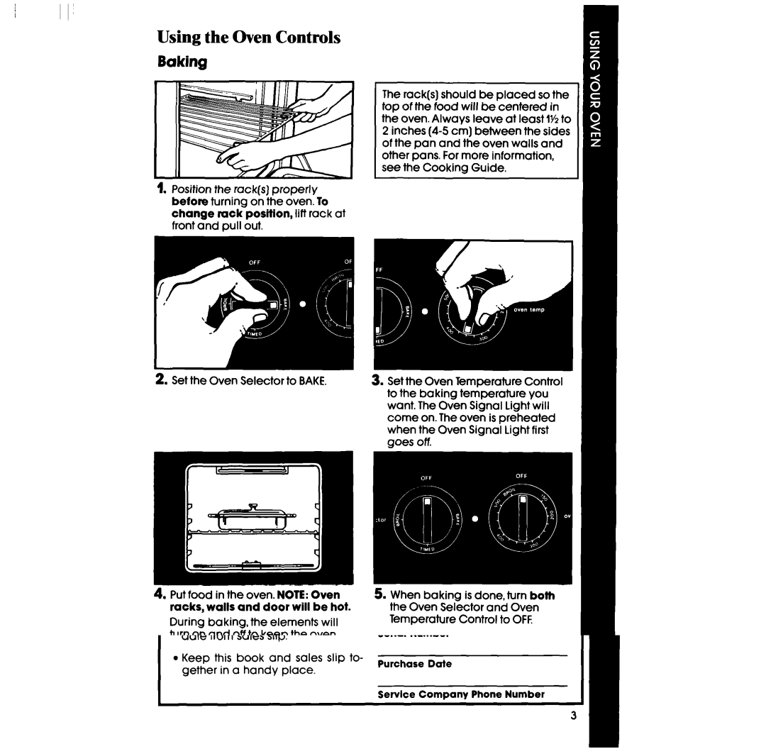 Whirlpool RB2000XV manual Using the Oven Controls, Baking, Top element helps heat during baking, but does not turn red 