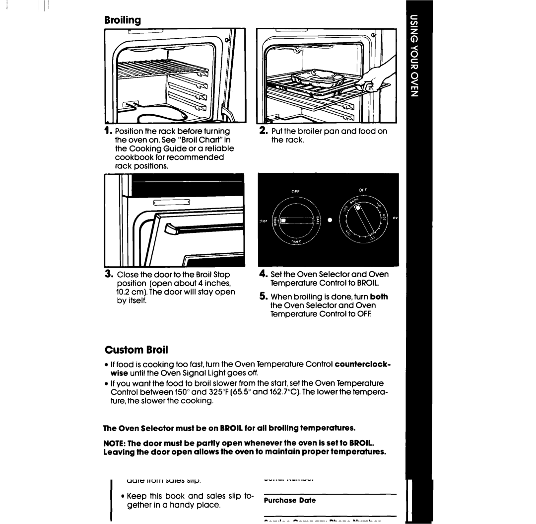 Whirlpool RB2000XV manual Broiling, Custom Broil 