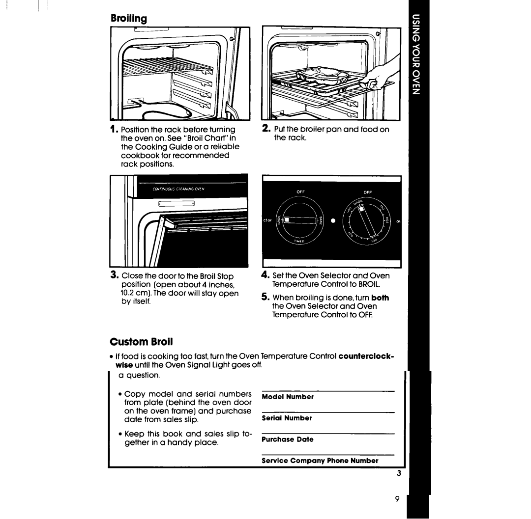 Whirlpool RB2200XV manual Broiling, Custom Broil 