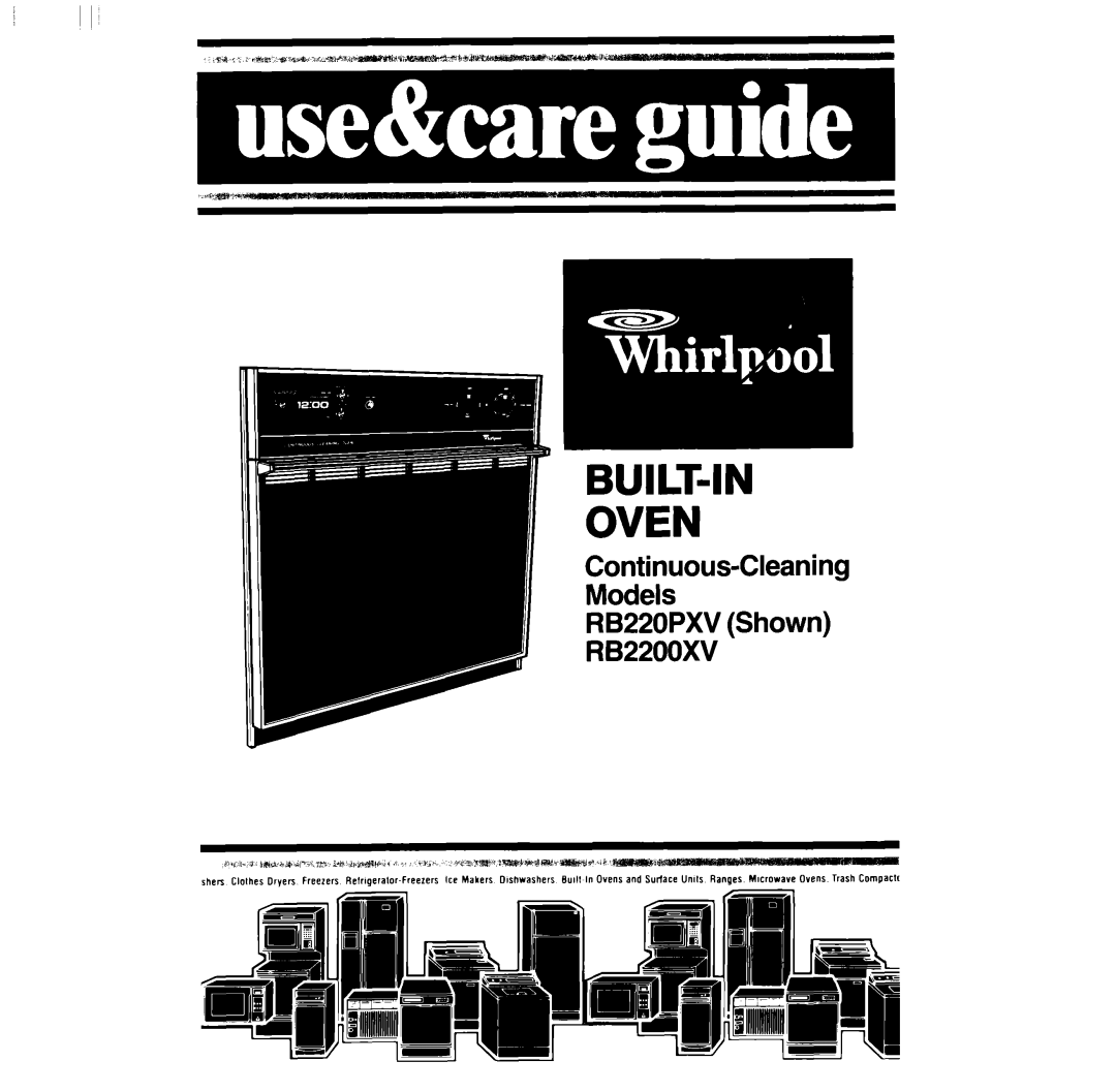 Whirlpool RB2200XV manual Continuous-Cleaning Models RB220PXV Shown, Built-In Oven 