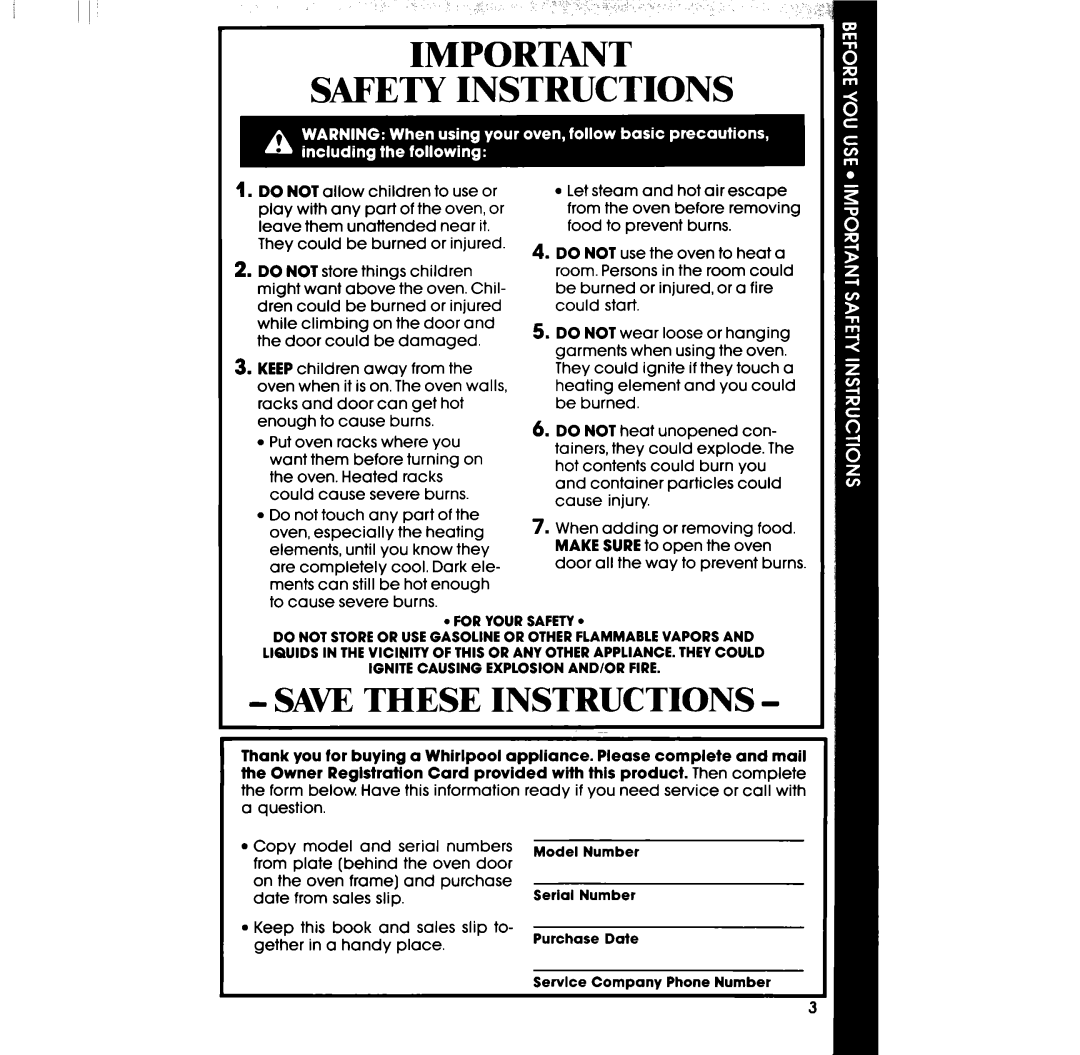 Whirlpool RB2200XV manual Safety Instructions, Saw These Instructions, I I’ 
